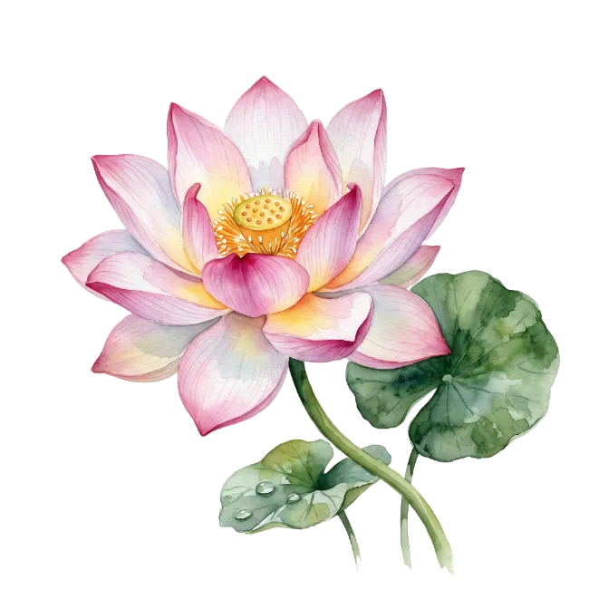 Watercolor Lotus Flower Illustration
