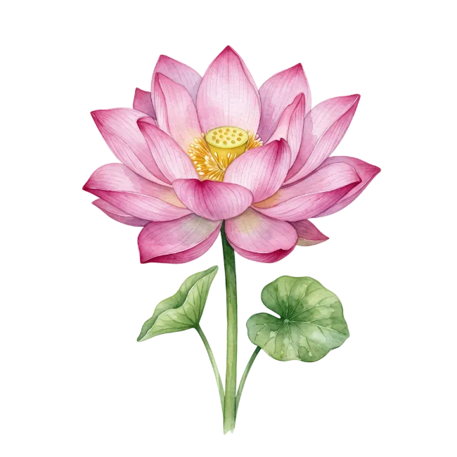 Watercolor Lotus Flower Illustration