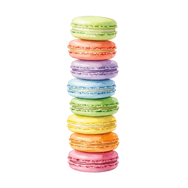 Watercolor Macaron Stack