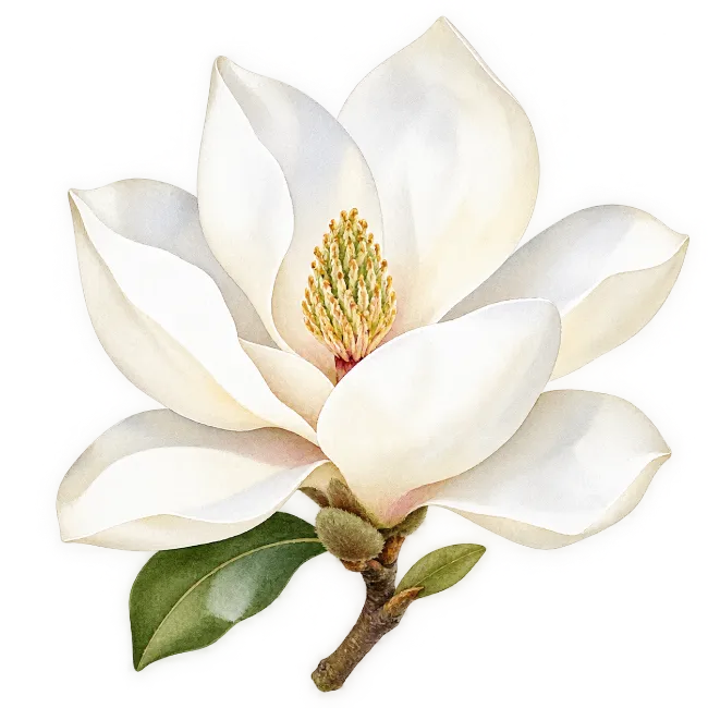 Watercolor Magnolia Flower Illustration