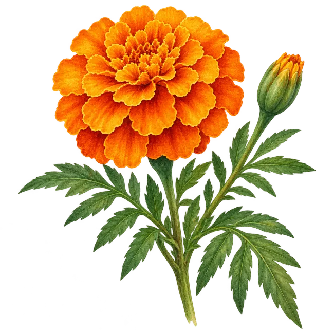 Watercolor Marigold Flower Illustration