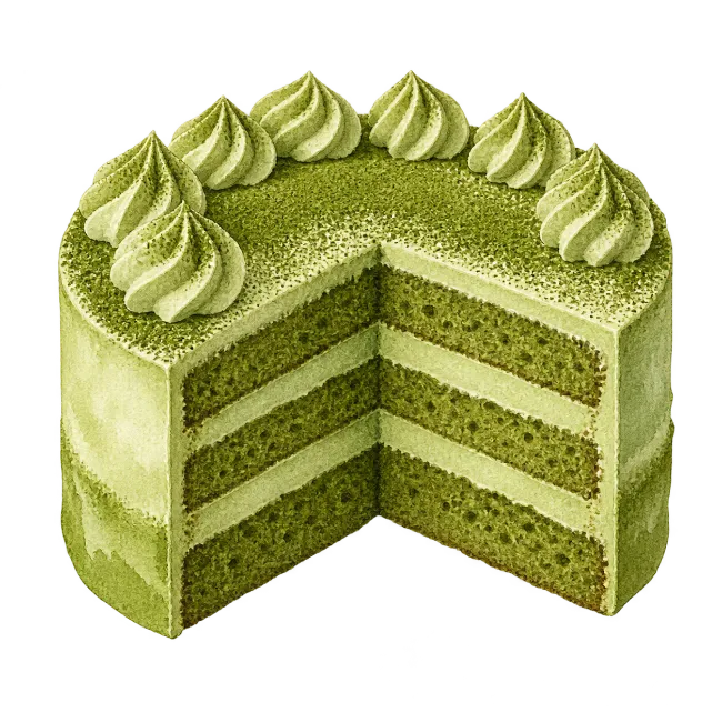 Watercolor Matcha Green Tea Layer Cake