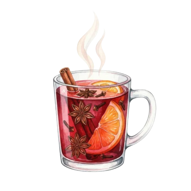Watercolor Mulled Wine Mug with Spices