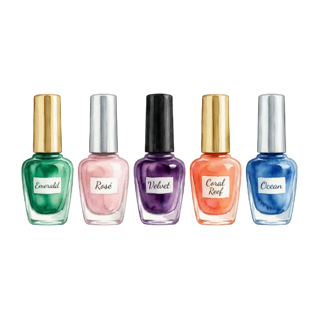 Watercolor Nail Polish Bottles Set