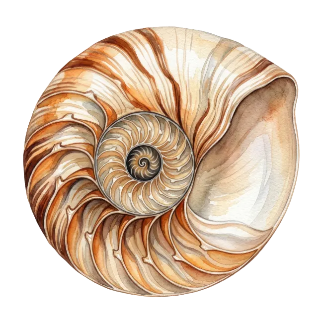Watercolor Nautilus Seashell Illustration