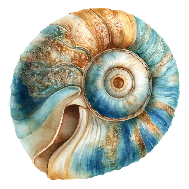 Watercolor Nautilus Shell Illustration