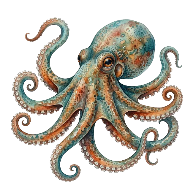 Watercolor Octopus Illustration