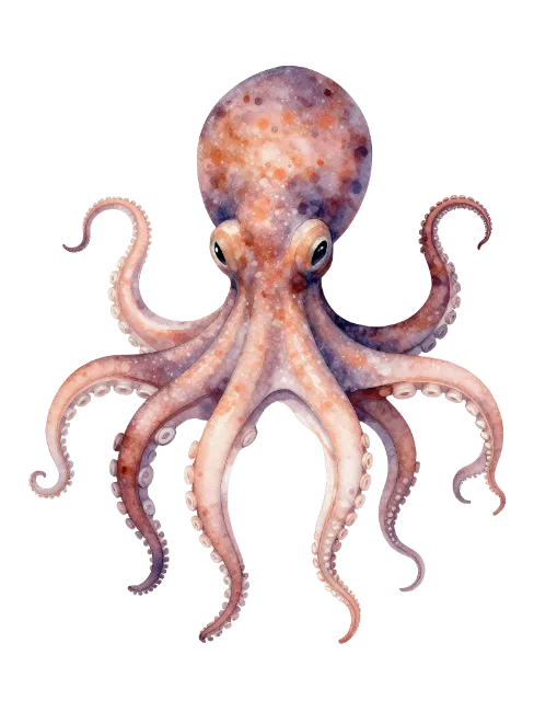 Watercolor Octopus Illustration
