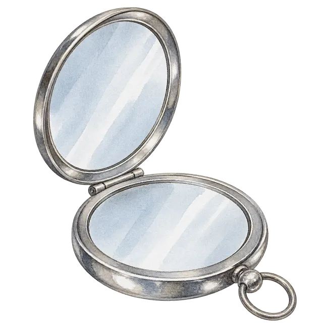 Watercolor Open Pocket Mirror Illustration