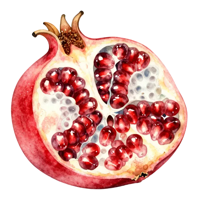 Watercolor Open Pomegranate Fruit Illustration