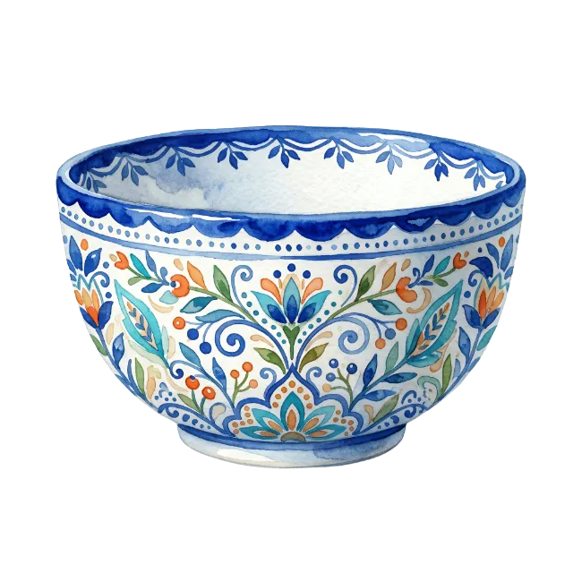 Watercolor Painted Ceramic Bowl