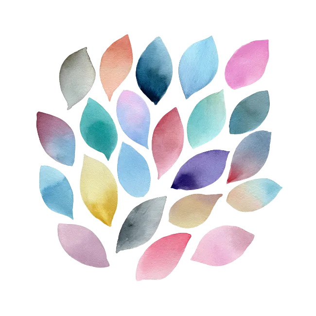 Watercolor Painted Colorful Leaves