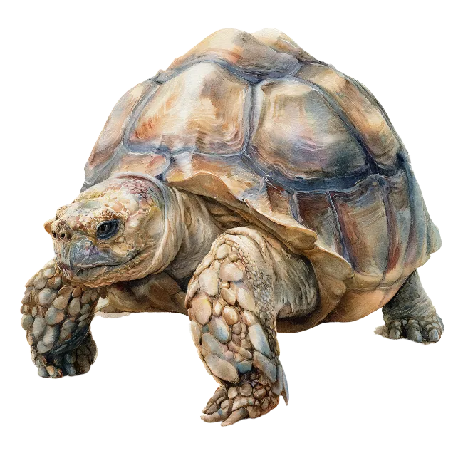 Watercolor painting of a large tortoise