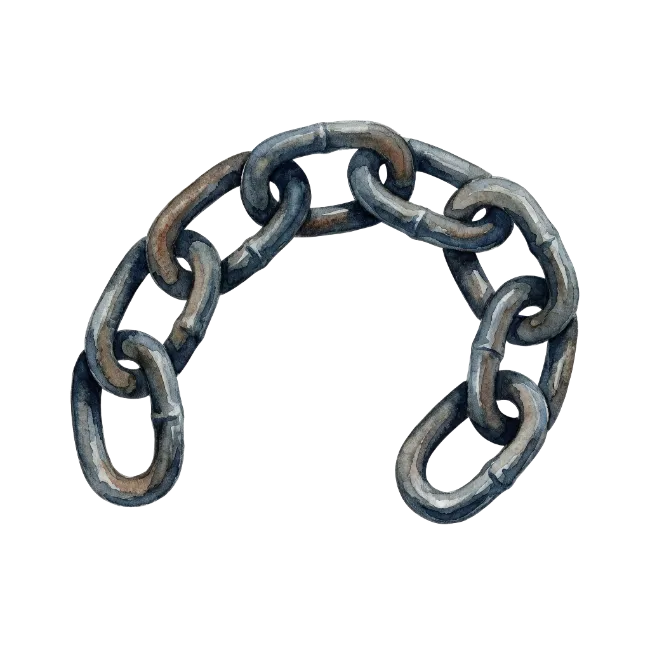 Watercolor Painting of a Metal Chain Loop