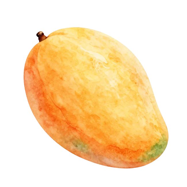 Watercolor Painting of a Ripe Mango