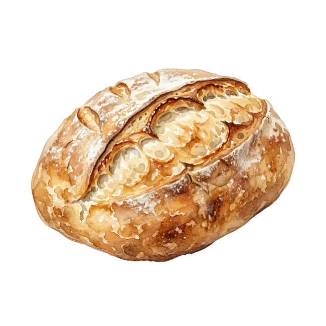Watercolor Painting of Artisanal Bread