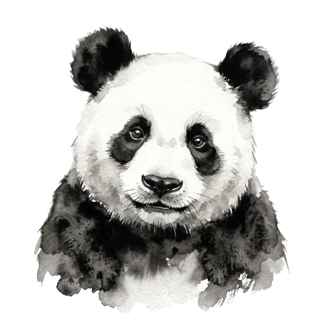 Watercolor Panda Bear Portrait