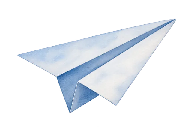 Watercolor Paper Airplane Illustration