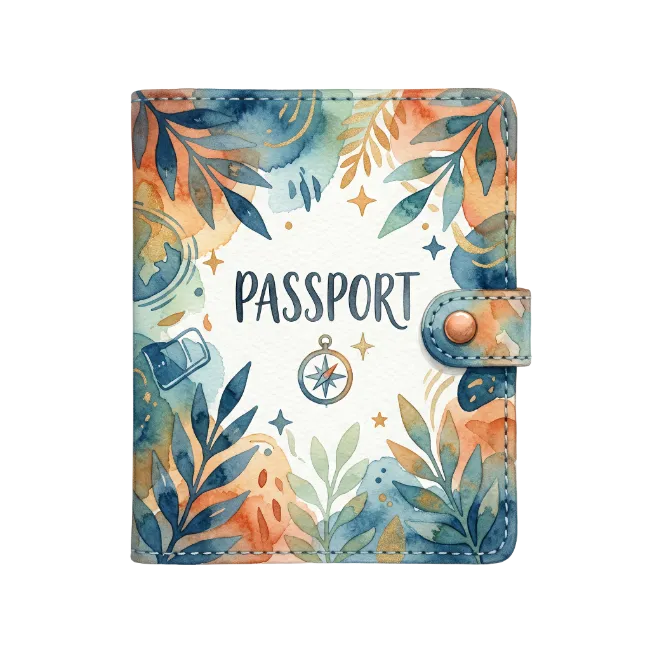 Watercolor Passport Cover Illustration