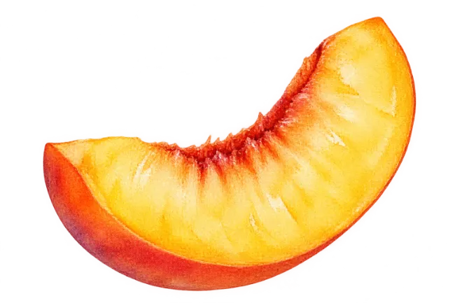Watercolor Peach Slice Illustration