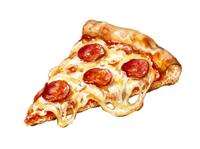 Watercolor Pepperoni Pizza Slice
