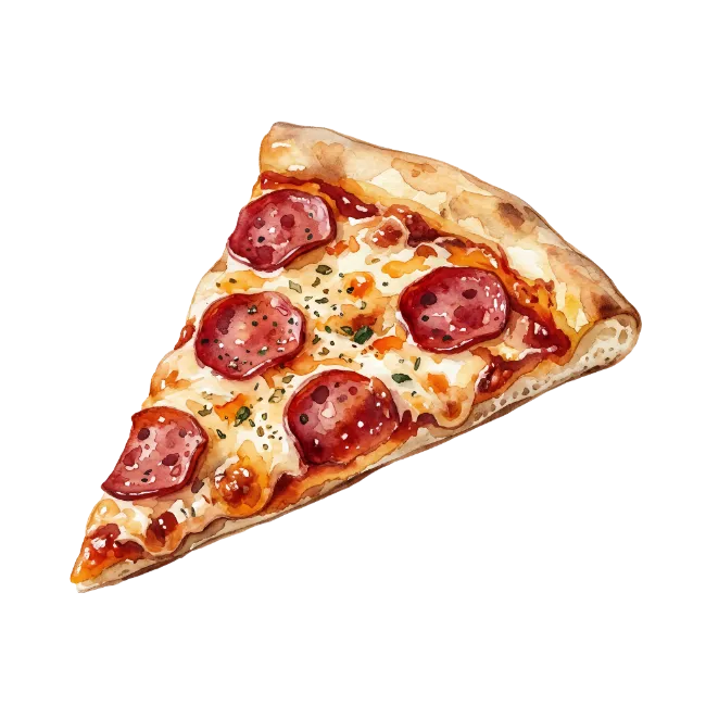 Watercolor Pepperoni Pizza Slice