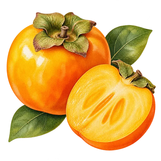 Watercolor Persimmon Fruit Illustration