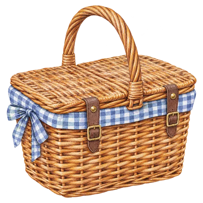 Watercolor Picnic Basket