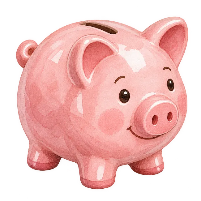 Watercolor Piggy Bank Illustration