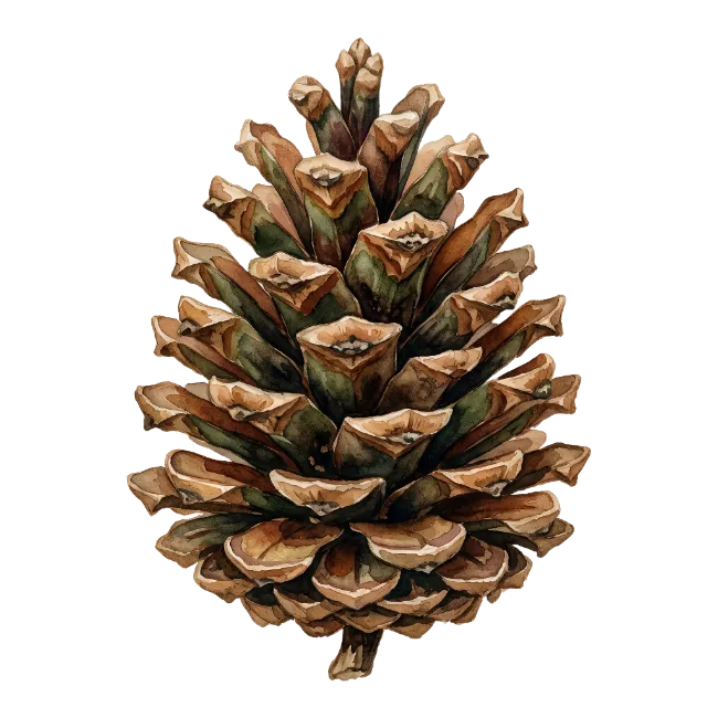 Watercolor Pine Cone Illustration