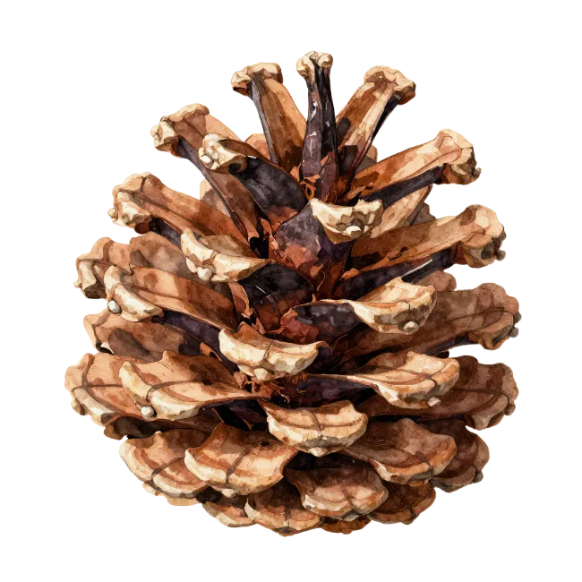 Watercolor Pine Cone Illustration