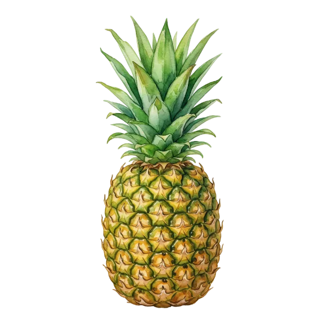 Watercolor Pineapple Fruit Illustration
