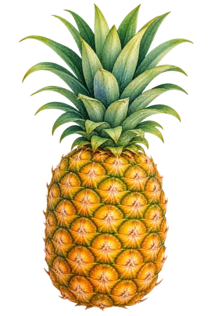 Watercolor Pineapple Fruit Illustration