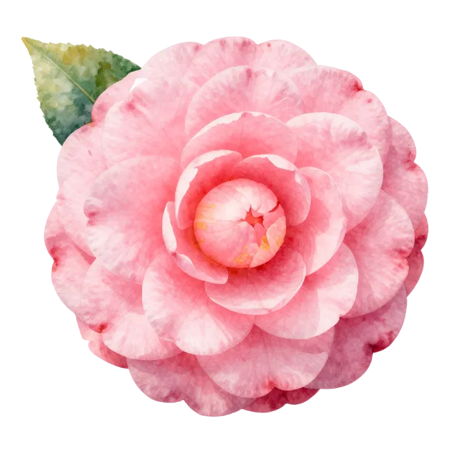 Watercolor Pink Camellia Flower