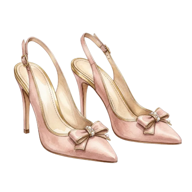 Watercolor Pink High Heel Shoes Illustration