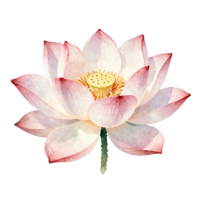 Watercolor Pink Lotus Flower