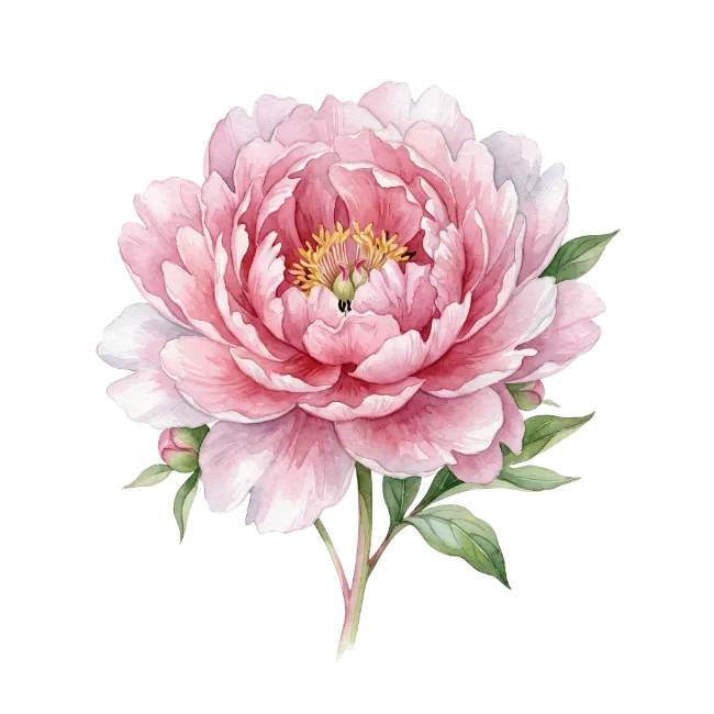 Watercolor Pink Peony Flower
