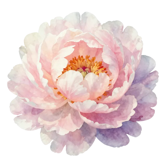 Watercolor Pink Peony Flower Illustration