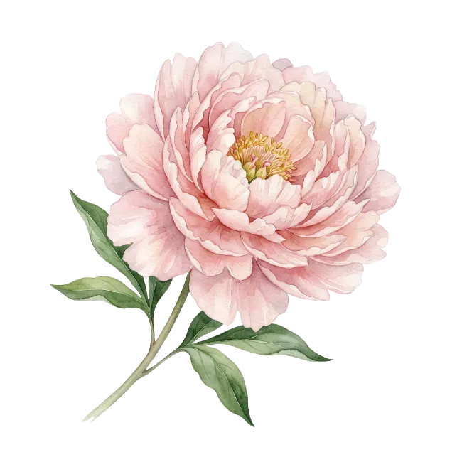 Watercolor Pink Peony Flower Illustration