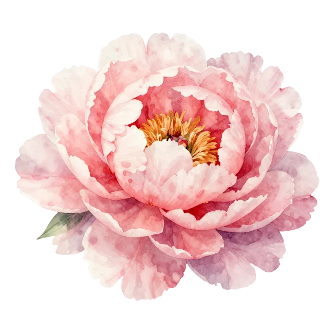 Watercolor Pink Peony Flower Illustration