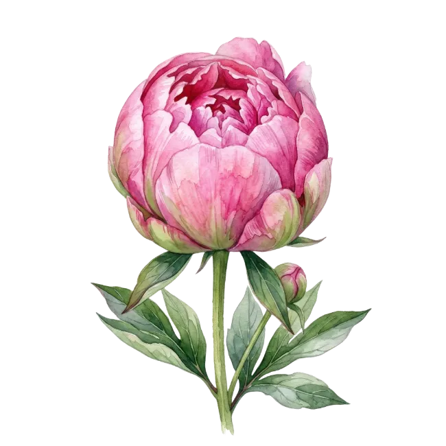 Watercolor Pink Peony Flower Illustration