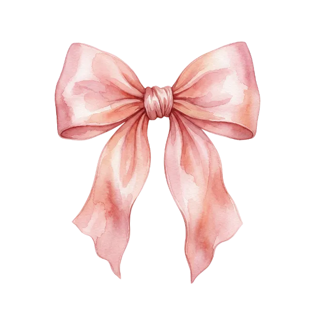 Watercolor Pink Ribbon Bow
