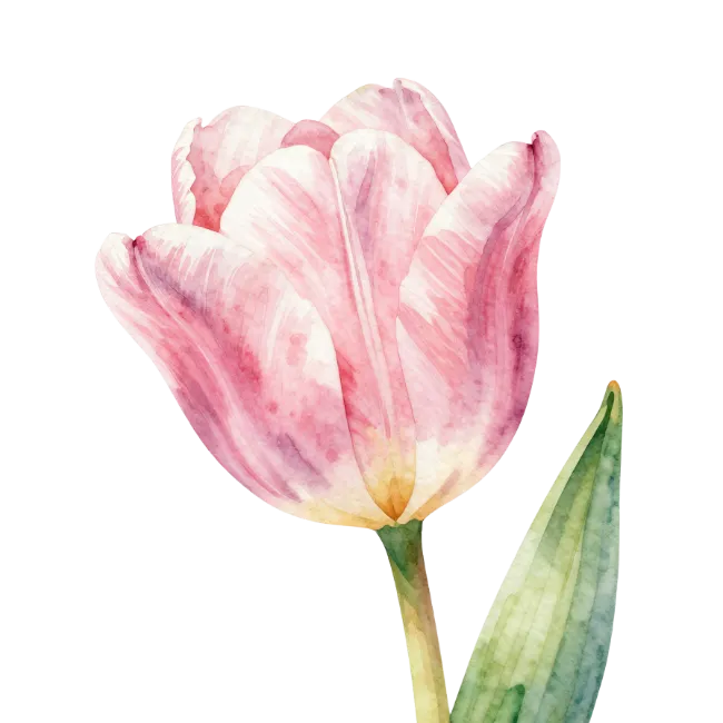 Watercolor Pink Tulip Flower Illustration