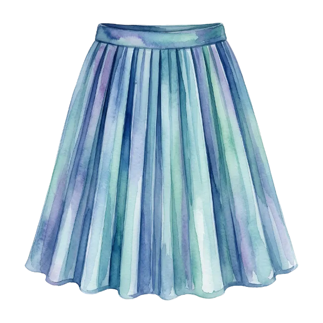 Watercolor Pleated Skirt Illustration