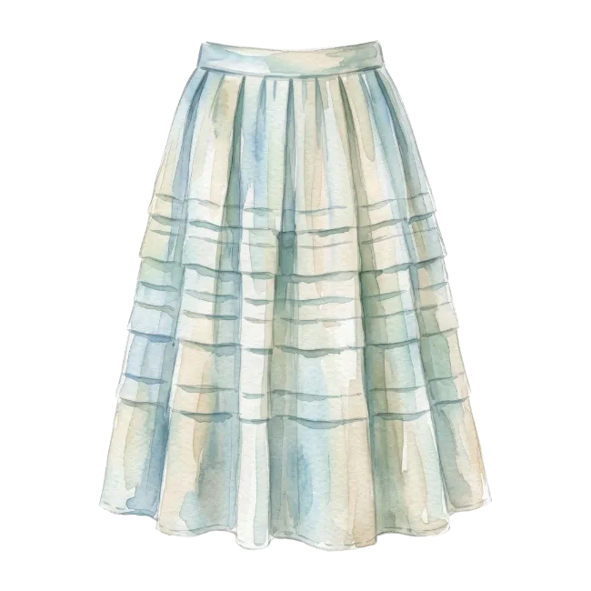 Watercolor Pleated Skirt Illustration