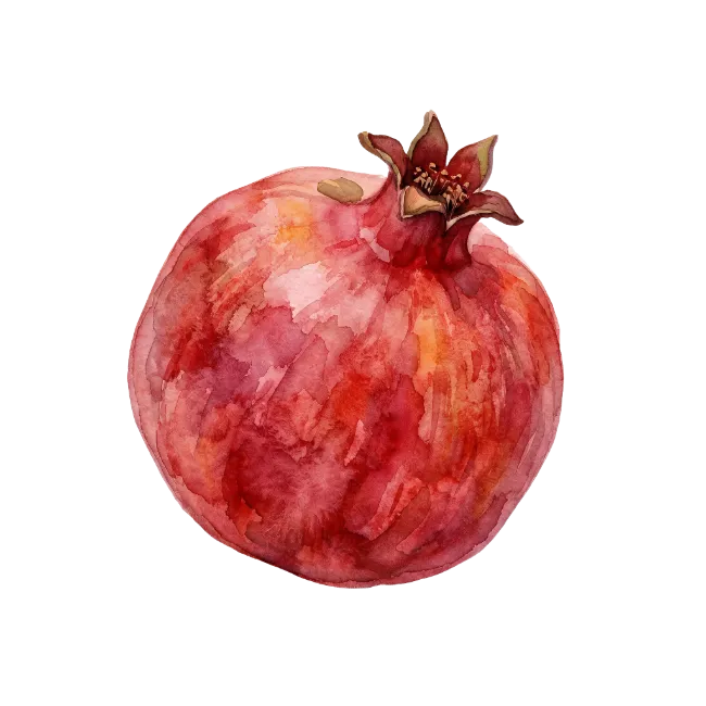 Watercolor Pomegranate Fruit Illustration