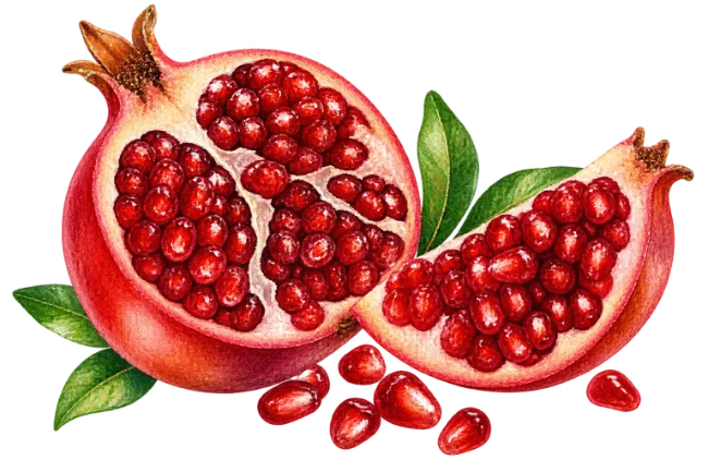Watercolor Pomegranate Fruit Illustration