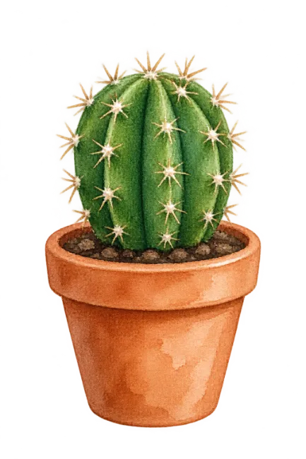 Watercolor Potted Cactus Illustration