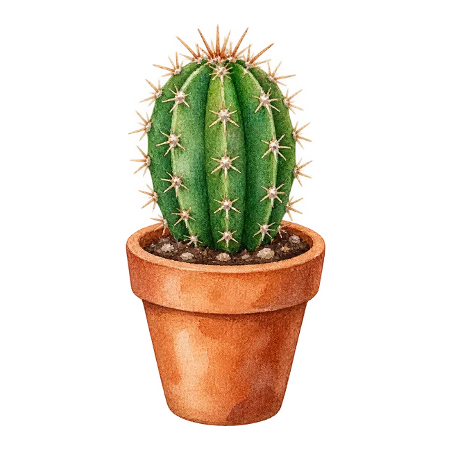 Watercolor Potted Cactus Illustration