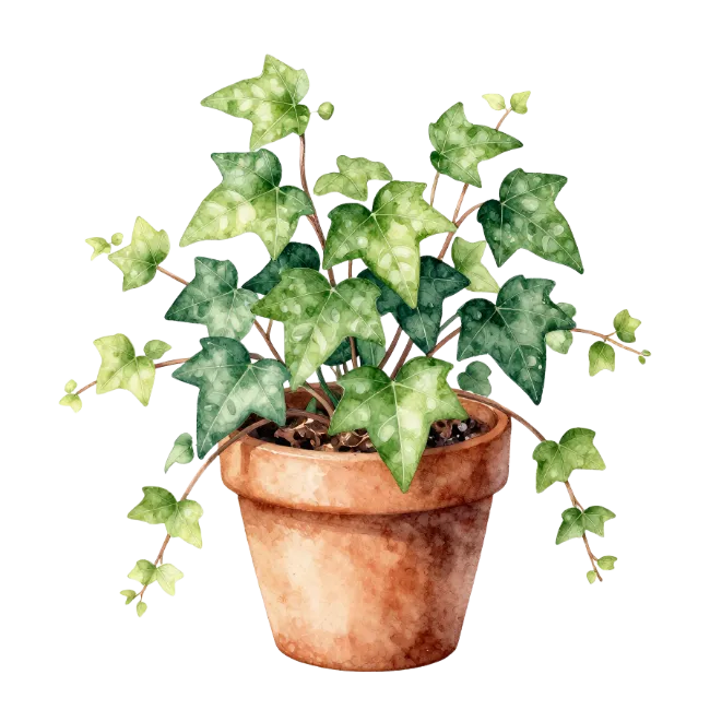 Watercolor potted ivy plant